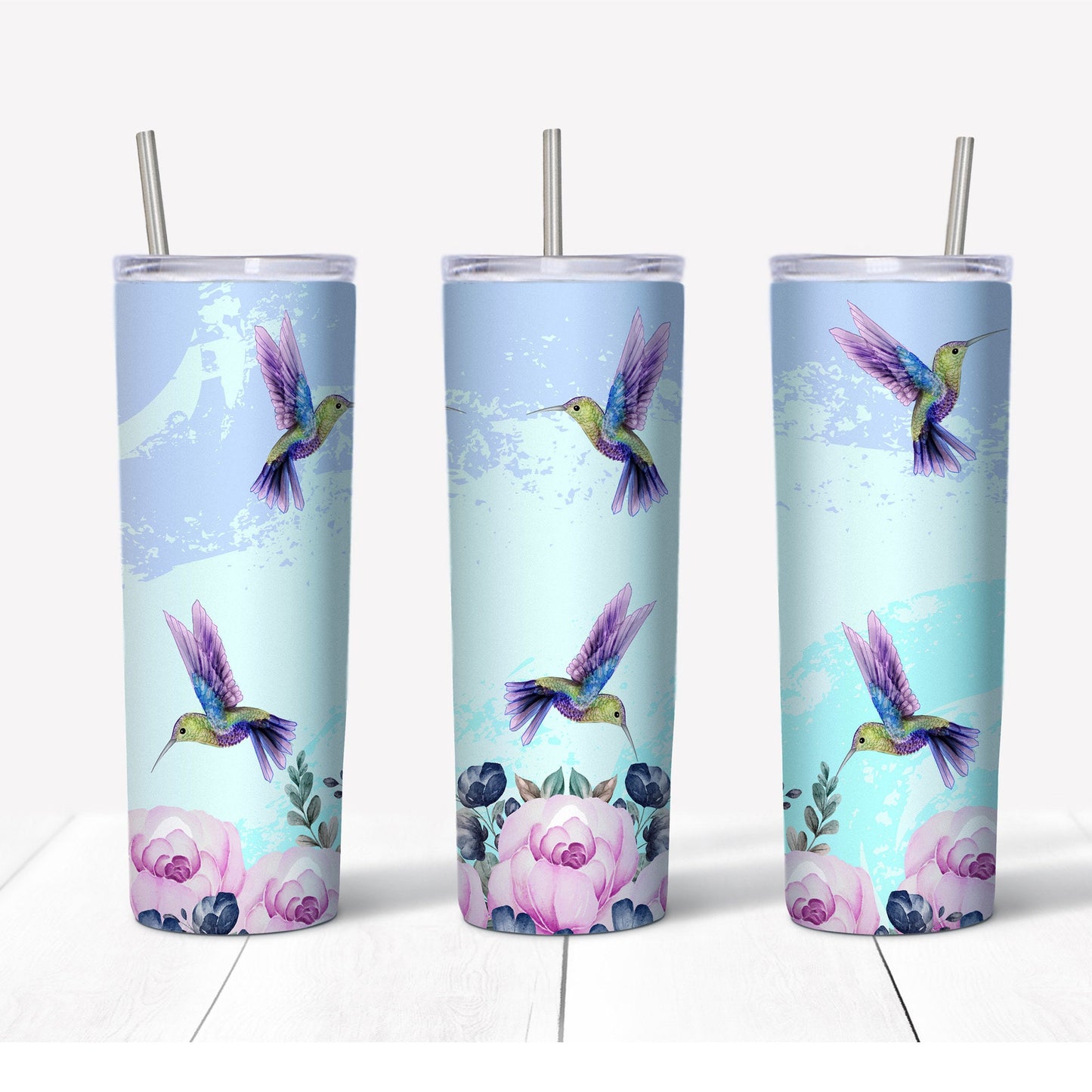 20 oz Skinny Tumbler, Pretty Hummingbird Skinny Tumbler, Hummingbirds on Tumbler, Gift for Mom, 20 oz Stainless Steel Tumbler