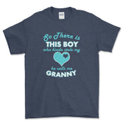 Personalized grandma shirt There's This Boy Who Stole My Heart Gildan Unisex Tee