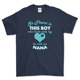 Personalized grandma shirt There's This Boy Who Stole My Heart Gildan Unisex Tee