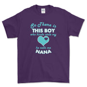 Personalized grandma shirt There's This Boy Who Stole My Heart Gildan Unisex Tee