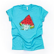 Fun Summer Watermelon Slice Design on premium Bella + Canvas unisex shirt, 4 color choices, plus sizes available, great gift, summertime