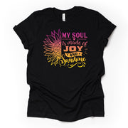 Sunflower Shirt, My Soul Is Made of Joy and Sunshine Design on premium Bella + Canvas unisex shirt, 3 color choices, plus sizes available