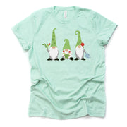 Gnome Gardening Shirt, Cute Summer Gnomes in Garden Design on premium Bella + Canvas unisex shirt, 3 color choices, plus sizes available