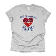 Patriotic Tee, All American Girl Design on premium Bella + Canvas unisex shirt, 3 color choices, plus sizes available, 4th july