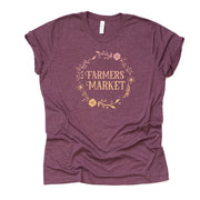 Super Cute Farmers Market Floral Wreath Design on premium Bella + Canvas unisex shirt, 3 color choices, plus sizes available, great gift
