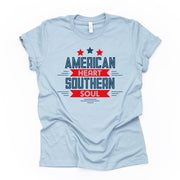 Patriotic Tee, Cute American Heart Southern Soul Design on premium Bella + Canvas unisex shirt, 3 color choices, plus sizes available