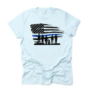 Thin Blue Line, Blue Line US Flag, Pro Police, Police Design on premium Bella + Canvas unisex shirt, 3 color choices, plus sizes available
