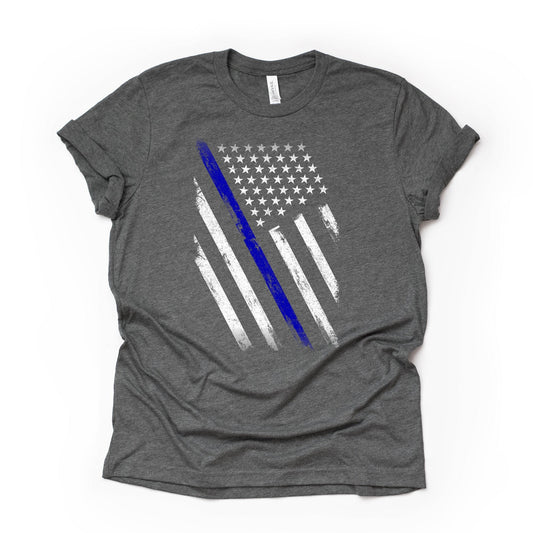 Thin Blue Line, Blue Line US Flag, Police Matter, Police Design on premium Bella + Canvas unisex shirt, 3 color choices, plus sizes, 3X, 4X
