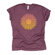 Gold Pink Mandala, sunflower mandala, Beautiful Mandala Design on premium Bella + Canvas unisex shirt, 3 color choices, plus sizes available