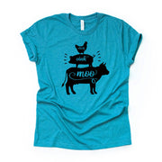 Farm Animals, Moo, Oink, Cluck, Cow, Pig and Chicken Design on premium Bella + Canvas unisex shirt, 3 color choices, plus sizes available