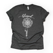 Beautiful Sunflower Blessed Aunt Design on premium Bella + Canvas unisex shirt, 3 color choices, plus sizes available, gift for aunt