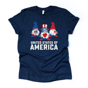 Patriotic Gnome, United States of America Gnomes Design on premium Bella + Canvas unisex shirt, 3 color choices, plus sizes available