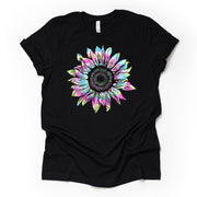 Sunflower Shirt, Cyan, Magenta and Yellow Sunflower Design on premium Bella + Canvas unisex shirt, 3 color choices, plus sizes available