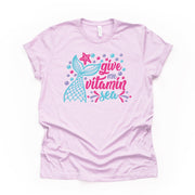 Beach Life, Give Me Vitamin Sea Mermaid Design on premium Bella + Canvas unisex shirt, 3 color choices, plus sizes available, mermaid life