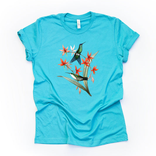 Hummingbird Tee, Beautiful Watercolor Hummingbirds Design on premium Bella + Canvas unisex shirt, 3 color choices, plus sizes available