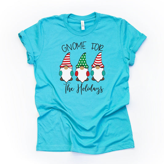 Christmas Tee, Christmas Gnomes, Gnome for the Holidays Christmas Design on premium Bella + Canvas unisex shirt, 3 color choices, plus size