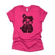 Farm Animal Shirt, Pig Mandala, Super Cute Pig Mandala Design on premium Bella + Canvas unisex shirt, 3 color choices, plus sizes available