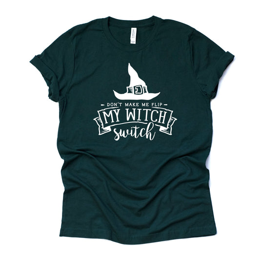 Happy Halloween, Don't Make Me Flip By Witch Switch Design on premium Bella + Canvas unisex shirt, 3 color choices, plus size