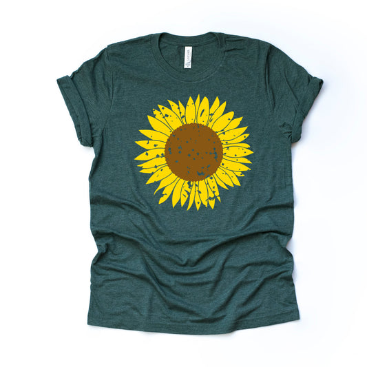 Sunflower Shirt, Distressed Sunflower Design on premium Bella + Canvas unisex shirt, 3 color choices, plus sizes available