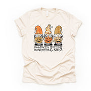 Fall Gnomes, Pumpkin Spice and Everything Nice Gnomes Design on premium Bella + Canvas unisex shirt, 3 color choices, plus size