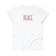 Farmhouse Christmas, Simple Country Inspired PEACE Design on premium Bella + Canvas unisex shirt, 2 color choices, plus size