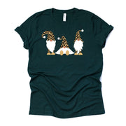 Leopard Print Christmas, Cute Christmas Gnomes in Leopard Print Design on premium Bella + Canvas unisex shirt, 2 color choices, plus size