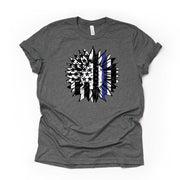 Thin Blue Line, Police Lives Matter Sunflower, Police Design on premium Bella + Canvas unisex shirt, 3 color choices, plus sizes available