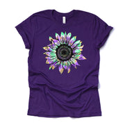 Sunflower Shirt, Purple, Orange and Green Sunflower Design on premium Bella + Canvas unisex shirt, 3 color choices, plus sizes available
