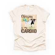 Goat Mom Life, Chasing Goats Is My Cardio Design on premium Bella + Canvas unisex shirt, 3 color choices, plus sizes available