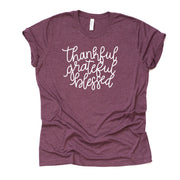 Fall Shirt, Thanksgiving Tee, Thankful, Grateful, Blessed Scroll Design on premium Bella + Canvas unisex shirt, color choices, plus size