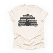 Thanksgiving Shirt, Turkey Feathers, Turkey Mandala, Aztec Turkey Design on premium Bella + Canvas unisex shirt, 3 color choices, plus size