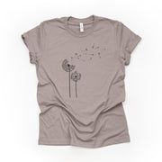 Cute Dandelion and Blowing Wishes, Dandelion Wishes Design on premium Bella + Canvas unisex shirt, 3 color choices, plus sizes available