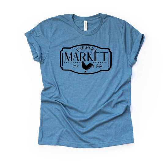 Farmer's Market, Cute Farmer's Market with Chicken Design on premium Bella + Canvas unisex shirt, 3 color choices, plus sizes available
