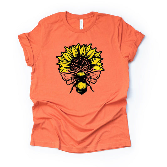 Sunflower Shirt, Beautiful Sunflower and Bee Design on premium Bella + Canvas unisex shirt, 3 color choices, plus sizes available