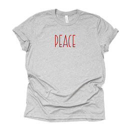 Farmhouse Christmas, Simple Country Inspired PEACE Design on premium Bella + Canvas unisex shirt, 2 color choices, plus size