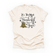 Leopard Print Christmas, It's The Most Wonderful Time of the Year Design on premium Bella + Canvas unisex shirt, 2 color choices, plus size