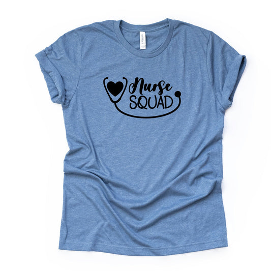 Nurse Shirt, Nurse Squad Stethoscope Design on premium Bella + Canvas unisex shirt, 3 color choices, plus size