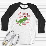 Christmas Raglan, Funny Christmas Fa Rawr Rawr Rawr Christmas Story Movie Design on premium Raglan 3/4 sleeve shirt, plus size, 2X, 3X