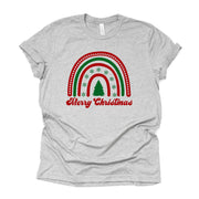 Christmas Tee, Rainbow, Retro Christmas, Retro Rainbow Merry Christmas Design on premium cotton unisex shirt, plus sizes, 2x, 3x, 4x