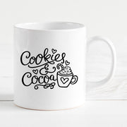 Christmas Mug, Cookies and Cocoa Christmas mug, 11 oz ceramic mug, 15 oz ceramic mug w/black handle or w/red handle, christmas gift mug