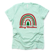 Christmas Tee, Rainbow, Retro Christmas, Retro Rainbow Merry Christmas Design on premium cotton unisex shirt, plus sizes, 2x, 3x, 4x