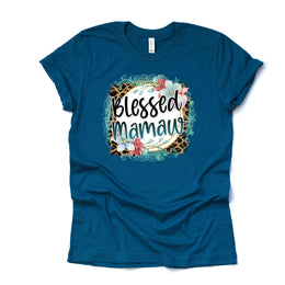 Cute and Colorful Blessed Mamaw Design, on a premium unisex shirt, 3 color choices, plus sizes available, gift for grandma