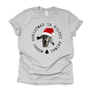 Christmas Goat Tee, Merry Christmas Ya Filthy Animal, Cute Goat with Santa Hat Design on premium unisex shirt, plus size