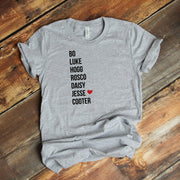 Custom Dukes of Hazard Character Shirt, Place a Heart Next To Your Favorite Character Design on premium unisex shirt, plus sizes available