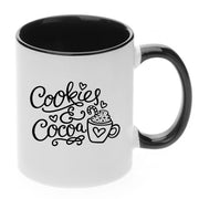 Christmas Mug, Cookies and Cocoa Christmas mug, 11 oz ceramic mug, 15 oz ceramic mug w/black handle or w/red handle, christmas gift mug