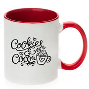 Christmas Mug, Cookies and Cocoa Christmas mug, 11 oz ceramic mug, 15 oz ceramic mug w/black handle or w/red handle, christmas gift mug