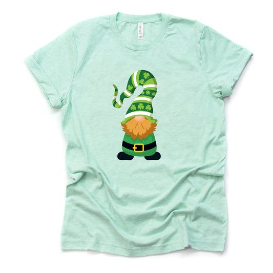 St Patrick's Day Tee, Cute St Patrick's Day Gnome Design on premium unisex tee, 2 color choices, 2X, 3X, 4X, plus sizes available