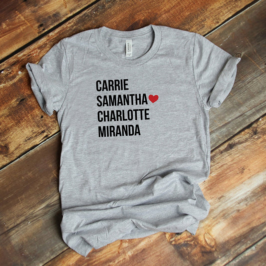 Custom Sex and the City Character Shirt, Place Heart Next To Your Favorite Character Design on premium unisex tee, plus sizes available
