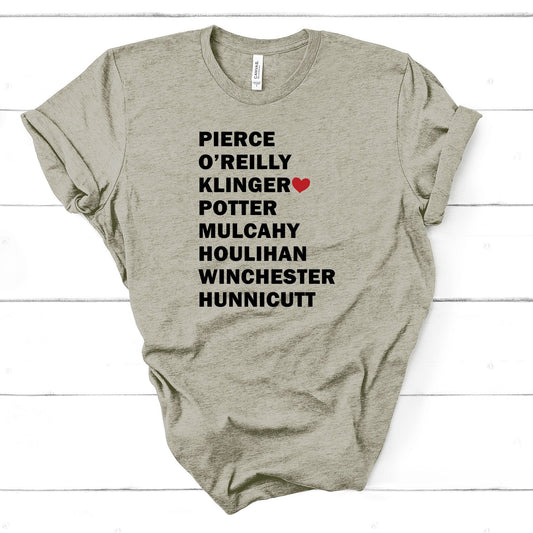Custom MASH Character Shirt, Place A Heart Next To Your Favorite Character Design on premium unisex tee, plus sizes available
