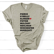 Custom MASH Character Shirt, Place A Heart Next To Your Favorite Character Design on premium unisex tee, plus sizes available